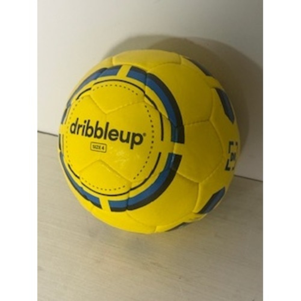 DribbleUp Size 4 Soccer Ball Yellow Blue Training Practice Indoor Outdoor